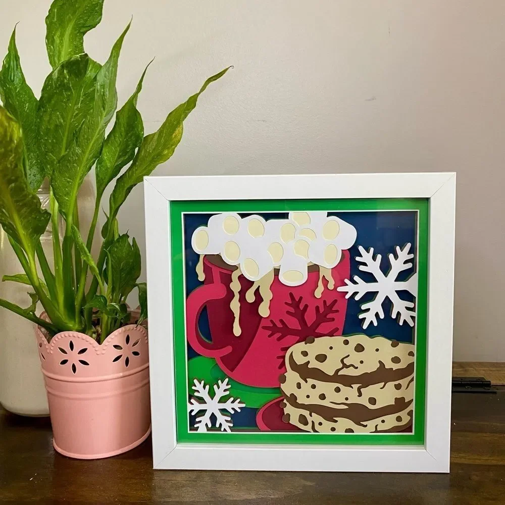 3D Hot Cocoa & Cookies Christmas Shadowbox